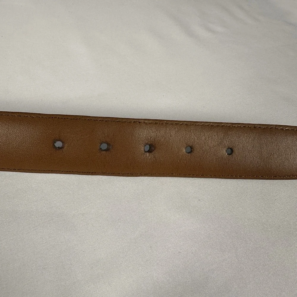 Johnston & Murphy Leather Dress Belt Mens Size 34 Brown Aniline Kipskin USA Made